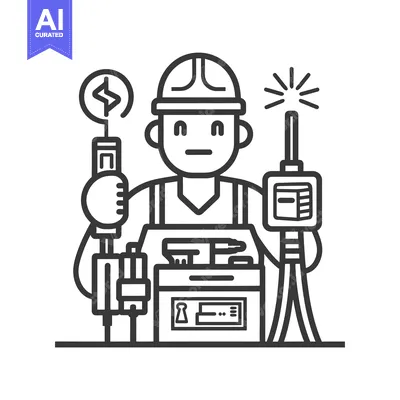 Aset premium populer: Electrician working with electrical equipment and tools