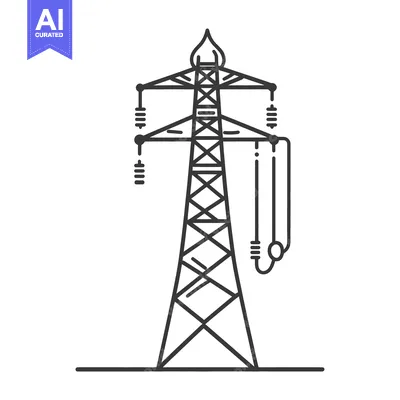 Premium design asset: A simple line drawing of an electricity transmission tower