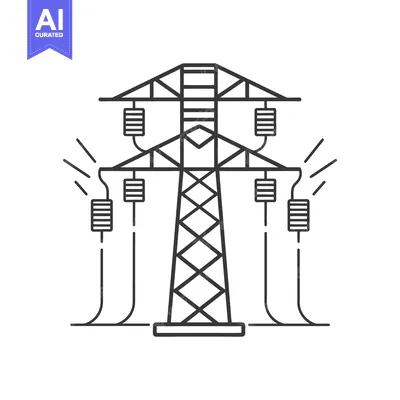 Aset desain premium: A simplified graphic representation of an electricity transmission tow