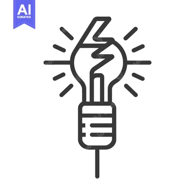 Aset desain premium: Graphic depiction of a fractured glowing electric light bulb