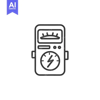 Aset premium populer: Isolated Line Art: Electrical Multimeter with Lightning Bolt Symbol