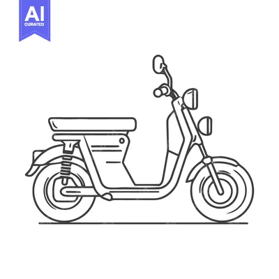 Aset premium populer: Minimalist Line Art: Electric Scooter Illustration on White Background