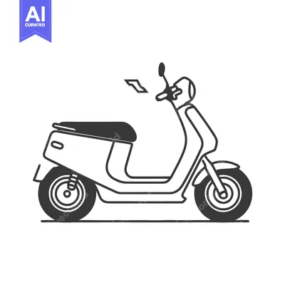 Aset desain premium: Minimalist Scooter Illustration: Clean Lines, Modern Design, Transport