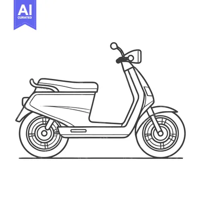 Aset desain premium: Minimalist Line Art: Sleek Modern Scooter Design on White Background