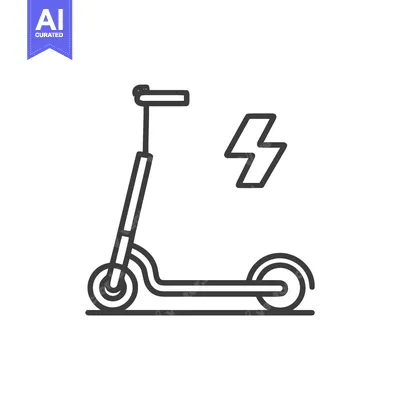 Aset premium populer: Electric Scooter Icon: Modern, Minimalist Design with Energy Symbol