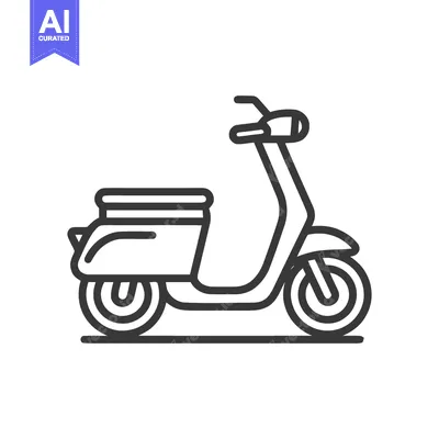 Premium design asset: Minimalist Scooter Icon: Clean Line Art Illustration on White Backgrou