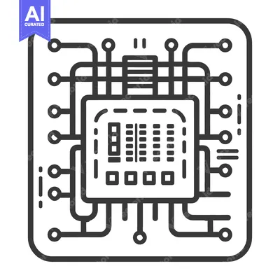 Aset desain premium: An intricate circuit diagram showcasing digital technology and its com