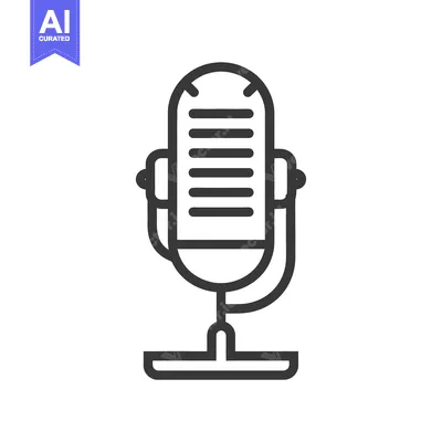 Aset desain premium: A simple black line illustration of a vintage microphone