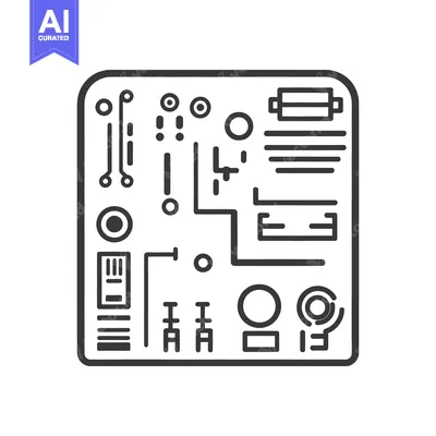 Aset premium populer: A simple illustration of a computer circuit board and its components