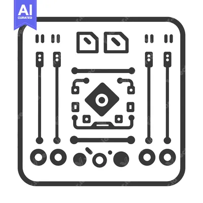 Aset desain premium: An illustration of a circuit board in a square frame