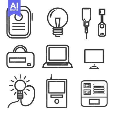 Aset premium populer: A grid featuring various technological and medical related icons