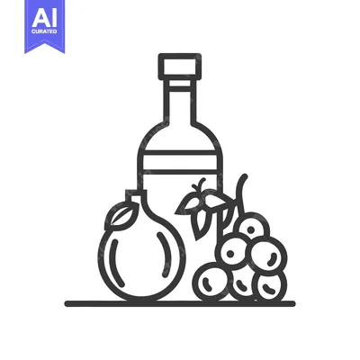 Aset desain premium: A minimalistic illustration of fruit and a bottle