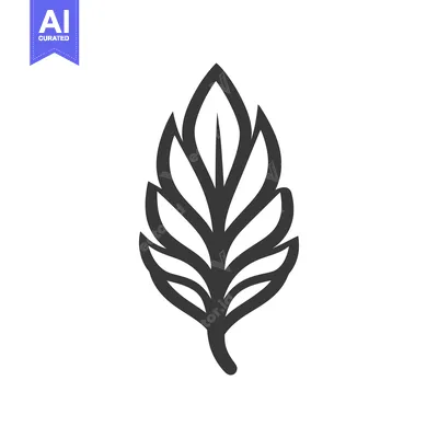 Aset desain premium: A simple stylized illustration depicting a detailed leaf shape