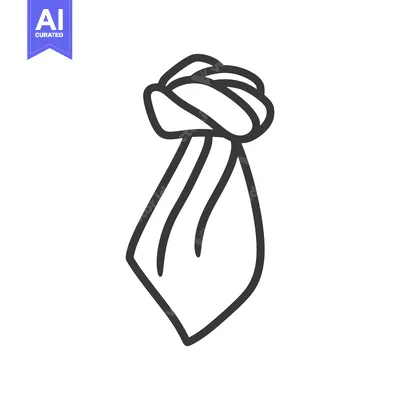 Aset desain premium: An illustrated outline of a scarf or a necktie design