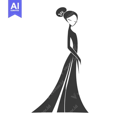 Elegant Silhouette of a Woman in a Dress with Hair Up