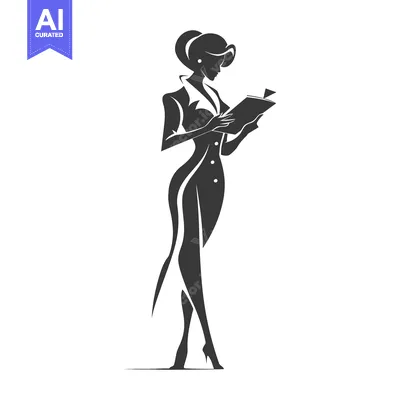 Premium design asset: Elegant Woman in a Dress Holding a Clipboard