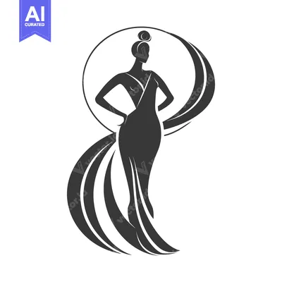Aset premium populer: Elegant Woman in a Long Dress with Flowing Fabric