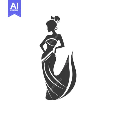 Aset premium populer: Elegant Woman Silhouette in Flowing Gown