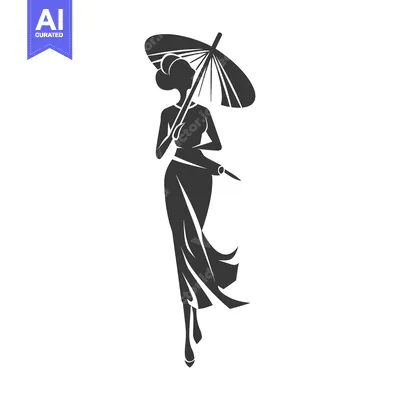Aset premium populer: Elegant Woman Walking with Umbrella and Stylish Dress