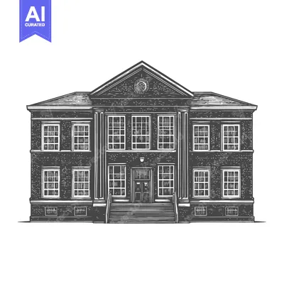 Aset desain premium: Classic Brick Building Architectural Design Illustration