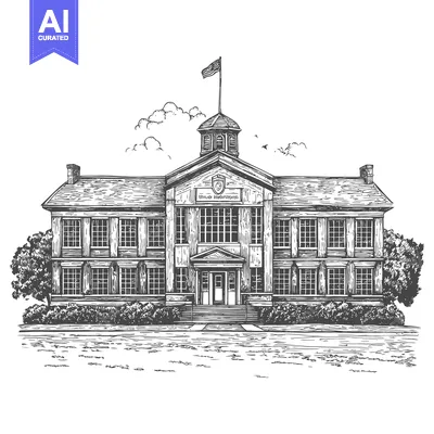 Aset premium populer: Classic Academic Building Architectural Illustration