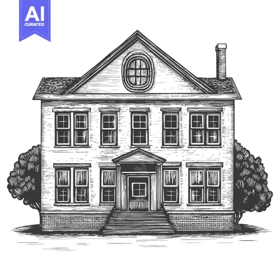 Aset premium populer: Elegant Two Story House With Steps and Trees