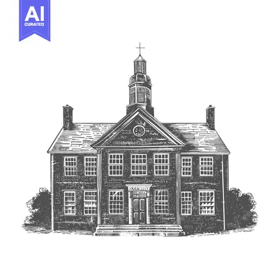 Aset desain premium: A Classic Brick Building With A Tall Central Tower