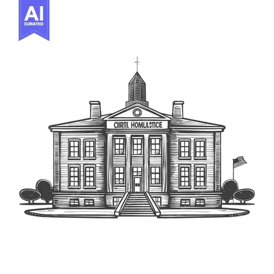 Aset premium populer: A Classic Courthouse Building Design Illustration