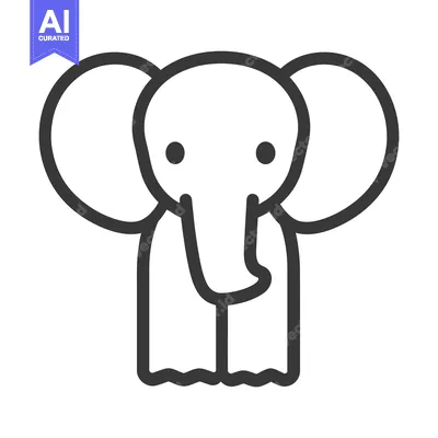 Premium design asset: A simple black and white line drawing of an elephant
