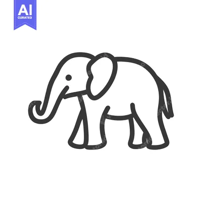 Aset premium populer: Simple line drawing depicting a walking animal with long trunk