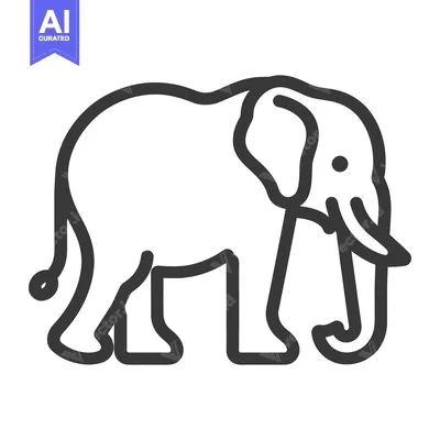 Aset desain premium: A minimalist line drawing depicts an elephant in profile view