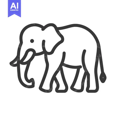 Premium design asset: An outlined drawing depicts a large walking pachyderm animal