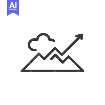 Aset premium populer: Ascending Arrow Over Mountain Peaks with Cloud, Line Art Icon