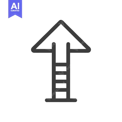 Popular premium asset: Minimalist Arrow Icon with Ladder Steps, Upward Direction, Isolated on