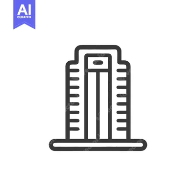 Premium design asset: Minimalist Skyscraper Icon: Modern Architecture Outline on White Backg