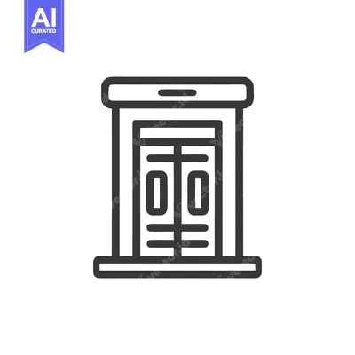 Aset premium populer: Minimalist Icon of Traditional Chinese Doorway with Intricate Panel De
