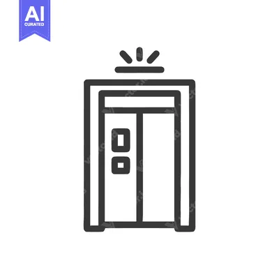 Aset premium populer: Minimalist Elevator Icon with Open Doors and Indicator Light