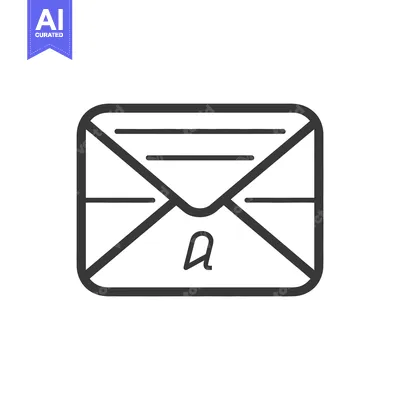 Aset desain premium: Simple line art depiction of a closed envelope with letter