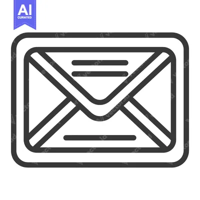 Aset premium populer: A monochrome linear graphic illustration of an envelope and its frame