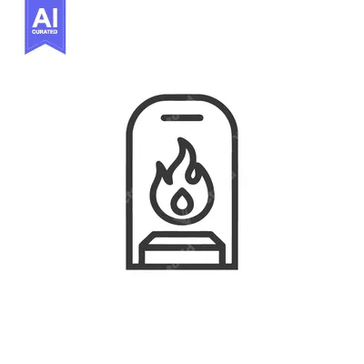 Aset premium populer: Minimalist Fireplace Icon: Modern Line Art of a Cozy Hearth