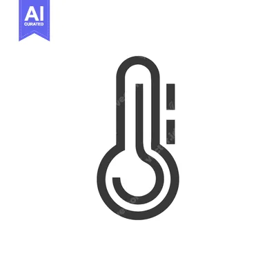Aset desain premium: Minimalist Thermometer Icon: Temperature Measurement, Medical Symbol,