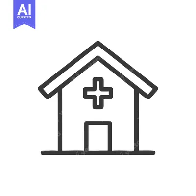 Aset desain premium: Minimalist Hospital Icon: Clean Line Art Symbol of Healthcare Facility