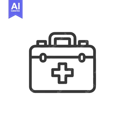 Aset premium populer: First Aid Kit Icon: Simple, Bold Line Art on White Background