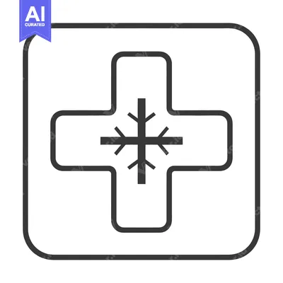 Premium design asset: A cross symbol with snowflake in rounded square frame