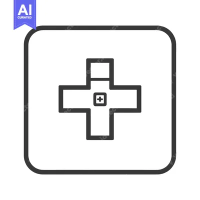 Premium design asset: Simple graphic icon of a medical cross in square frame