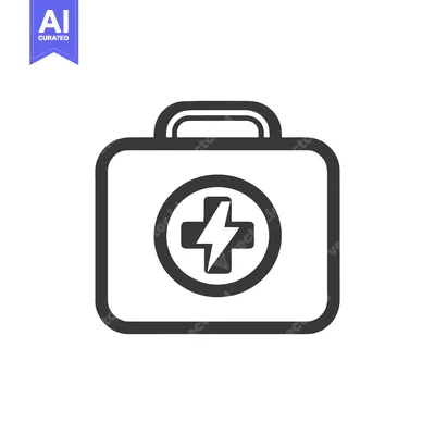 First Aid Kit Icon with Lightning Bolt Symbol, Emergency Medical Assis