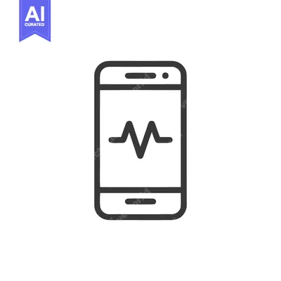 Premium design asset: Smartphone with Heartbeat Line Icon, Medical App Concept, Minimalist D