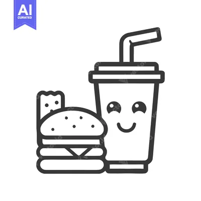 Popular premium asset: Minimalist Fast Food Icon: Burger, Fries, and Smiling Soda Cup
