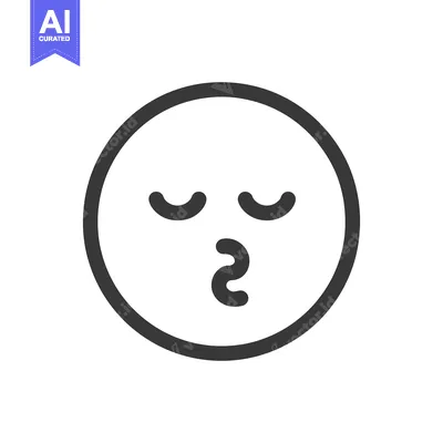 Popular premium asset: Kissing Face Emoji Icon in Dark Gray Outline on White Background