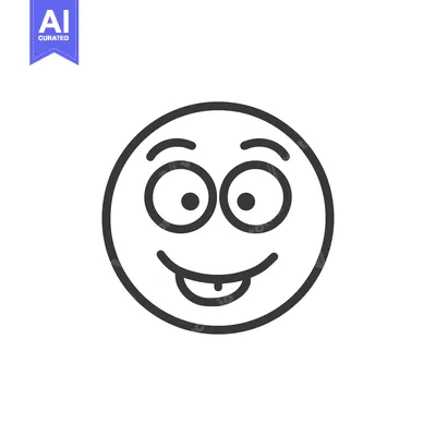 Aset desain premium: Playful Emoji with Tongue Out: Simple Line Art Icon